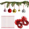 Surflyee 200 Pezzi Ganci Palline di Natale, Ganci per Ornamenti Natalizi | Ganci per Albero di Natale, Ciondolo in Corda con Ornamento di Natalizi con Lucchetto (Rosso)