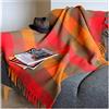 LINEN & COTTON Morbido e Spesso Plaid Copriletto Coperta Colorata a Scacchi Bolivia - 100% Pura Lana Neozelandese, Rosso Arancione Marrone (130 x 170 cm) Coperte Invernali per Letto Divano Canapa