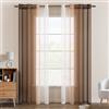 EMEMA Tende Voile Trasparenti Occhielli Sfumato per Soggiorno Camera da Letto Bagno Cucina Camera da Bambino Tenda Finestra Balcone Casa con 2 Pannelli 140 x 260 CM Marrone Chiaro
