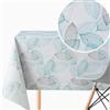 KP HOME Tovaglia Plastificata Rettangolare 250x140cm, Grigio Tovaglia Cerata per Tavolo da 8 Posti, in PVC Facile da Pulire, Impermeabile, Antimacchia, con Motivo Fiori Bianchi Retrò Uovo d'Anatra