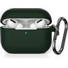 KOKOKA Custodia in Silicone Compatibile con AirPods Pro 2, Case Cover Protettiva in Premium Silicone per Airpods Pro 2 (2022 Released) Custodia con Moschettone, LED Frontale Visibile, Dark Green