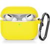 KOKOKA Custodia in Silicone Compatibile con AirPods Pro 2, Case Cover Protettiva in Premium Silicone per Airpods Pro 2 (2022 Released) Custodia con Moschettone, LED Frontale Visibile, Giallo