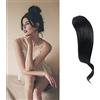 Dsoar 2 Pezzi Frangia Clip In Frangetta Laterale Capelli Veri Naturali Ondulata Estensioni dei Capelli Posticci Donna(nero jet)