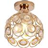 iDEGU Plafoniera Moderna Lampadario Paralume in Cristallo e Metallo LED Sospensione Apparecchio Vintage Industriale E27 Lampada da Soffitto Interno, Decorazione per Camera Corridoio - Oro 20 CM