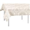 SaRani Tovaglia da Tavola in Cotone 12 POSTI, Copritavola Rettangolare a Fantasia Floreale Damasco Fiori Beige (135 x 240 cm)