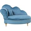 DRW Divan portagioie con specchio in velluto blu 26,5 x 12,5 x 17 cm