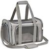 Qlfyuu Qlf yuu Borsa per il trasporto per gatti e cani, pieghevole, per animali domestici di medie dimensioni in aereo, trasportino per animali domestici di taglia media, gatti e cani (grigio, grande)