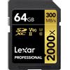 Lexar 64GB Scheda SDXC Lexar Professional 2000x UHS-II U3 Nero/oro [LSD2000064G-BNNNG]