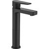 Gricol Rubinetto da Bagno con Maniglia Quadrata in Ottone, Miscelatore per Lavabo a Freddo e Caldo con Monocomando, Cromo Alto Nero