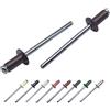 Marcopol Confezione da 100 rivetti ciechi verniciati 4,0 x 10 mm, con testa a cupola, DIN 7337, rivetti in alluminio e mandrino in acciaio, rivetti pop (100, grigio marrone RAL 8019)