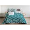 Home Linge Passion - Copripiumino 3 pezzi, 100% cotone, 57 fili, 2 persone, 220 x 240 cm, colore: verde imperiale, verde, bianco