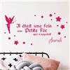 Ambiance Sticker Adesivo con Nome Personalizzato Lo Stasera Una Volta - Decorazione da Parete Camera Bambino 2 Fogli da 20 x 40 cm e 40 x 25 cm - Fucsia