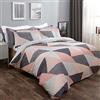 Dreamscene - Set copripiumino geometrico con federe, set di biancheria da letto ruvido in stile scandinavo, color rosa cipria, matrimoniale