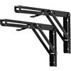 YUMORE Staffe Pieghevoli per Mensole 300mm,YUMORE Reggimensola Pieghevole Nero Supporti per Mensole Pesanti Tavolo da Parete Salvaspazio fai-da-te Staffe Triangolari, Carico Massimo 150kg, [2 Pezzi]