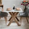 DEGHI Tavolo da pranzo 160x90 cm in legno bianco con gambe in rovere chiaro - Dunbar
