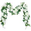 Generic 3 Pezzi Ghirlanda di Rose Decorazioni 24 Piedi Artificiali con Vite di Rose Bianche per Matrimonio Casa Addobbi Arco di Nozze Feste Decorazione Stanza Recinzione Giardino - 240cm Bianco