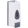 Relaxdays Dispenser di Sapone da Parete, Ricaricabile, 350 ml, Montaggio Salvaspazio a Parete, Dosatore Manuale, Bianco