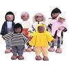 Wagoog Casa delle Bambole Persone di 7 Piccole Bambole in Legno Nero per Casa delle Bambole Accessori