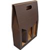 Weboxes Porta bottiglia tripla con manico 27 x 9 x 38 - Colore marrone - Confezione da 20 pezzi