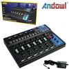 ANDOWL Mixer Audio Professionale 7 Canali USB Echo-Delay DJ Karaoke Piano Bar Andowl