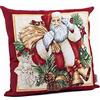 Giuri Tessuti - Federa Cuscino Natalizio 45x45cm con fronte in Gobelin Jacquard e retro in Velluto, Realizzata a Mano in Italia - Ottima Idea Regalo per Natale (CHRISTMAS CAROL)