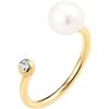 Elli Anello regolabile da donna in argento Sterling 925 placcato oro con perle e cristalli, 54 cm, Taglio sfaccettato, Cristallo