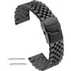Kai Tian Cinturino Orologio 3D Acciaio Inossidabile 20mm 22mm Bracciale Orologio Cinque File Argento Chiusura Flip Over Metallo Cinturino per Uomo Donna