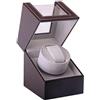 DRAIGERWAY Automatische Uhrenbeweger Box Single Uhrenbeweger PU Leder Uhrengehäuse mit leisem Motor Batteriebetrieb Oder Netzteil für Automatikuhren, Braun-dgw, Di lusso