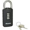 Master Lock Zinc 656EURDBLK - Lucchetto a combinazione per esterni, con chiave di sicurezza, 120 x 48 x 20 mm, colore: Nero