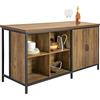 SoBuy Isola Cucina Mobiletto di Stoccaggio, Credenza Multifunzionale, Cucina Mobile Bar, Mobile da Soggiorno in Stile Industriale, Madia Salvaspazio 170 x 60 x 89 cm KNL01-F