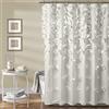 Lush Decor Riley Tenda da doccia con papillon in tessuto testurizzato vintage chic stile fattoria arredamento bagno, bianco, 182,9 x 182,9 cm