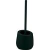 WENKO Set da bagno Badi, accessori bagno in ceramica di qualità con superficie opaca, incluso scopino con spazzola nera in silicone da Ø 7,5 cm effetto antiaderente, Ø 13,5 x 38 cm, verde scuro
