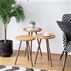 [en.casa] Set di 3 Tavolini da Salotto in Altezze Diverse 3 Tavolini Bassi con Piani Rotondi e Treppiede in Faggio - color Legno