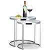Relaxdays Set da 2 Tavolini sovrapponibili da Salotto, Divano, Struttura Cromata, Design Moderno, Vetro Opalino, Argento