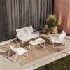 DEGHI Set relax divano 2 poltrone e tavolino in metallo bianco - Fellini