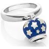 Chantecler / Et Voilà / anello campanella double face / argento e smalto blu perlato, con stelle sul retro