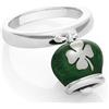 Chantecler / Et Voilà / anello campanella double face / argento e smalto verde perlato, con quadrifoglio sul retro