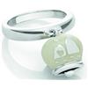 Chantecler / Et Voilà / anello campanella double face / argento e smalto bianco perlato, con faraglioni sul retro