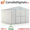 Box in Acciaio Zincato Casetta da Giardino in Lamiera 3.27 x 2.69 m x h2.15 m - 120 KG - 8.80 metri quadri - BIANCO
