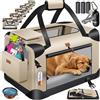 Lovpet® Trasportino per Cani - Box per Cani Pieghevole incl. Borsa per Il Trasporto e Ciotola - Cani e Gatti - casetta per Il Trasporto di Animali Domestici, Beige, XXL