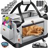 LOVPET® Trasportino per Cani Pieghevole - Box incl. Borsa per Il Trasporto e Ciotola - Per Cani e Gatti - Casetta per Il Trasporto di Animali Domestici, Grigio Chiaro, XL