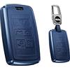 HIBEYO Custodia Smart per Chiave Auto Adatta per Land Rover Discovery 5 Range Rover Sport Evoque Velar LR2 LR4 per Jaguar XE XJ F Type Cover Portachiavi Portachiavi in Pelle Blu