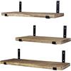 WONOSS Mensole da muro | Kit mensole sospese in legno da 3 con staffe in metallo | Mensole legno per decorazione parete e come libreria | Scaffale a muro | Finitura bruciata | Nero carbonizzato