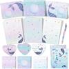 WERNNSAI Sirena Carta da Lettere e Buste - 71 Pezzi Set di Carta da Lettere per Bambini Ragazze Natale Regali di Compleanno Carta da Letteres Buste Biglietti d'auguri Adesivi Penna Pacco Regalo