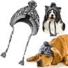 FainFun - Berretto per cani lavorato a maglia, caldo, antivento, antivento, per animali domestici, per l'inverno, a maglia, colore grigio, con treccia lunga, taglia L