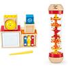 Hape- Wooden Musical Instrument Stacking Set Impilare, Multicolore, E0336 E0327 - Bastone della Pioggia, Rosso