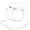 AOTUAO Compatibile con AirPods PRO 2 Custodia Case Cover, Case Protettiva Antiurto Antiscivolo in Silicone per AirPods PRO 2 Seconda Generazione 2022 Custodia con Silicone Lanyard, Bianco