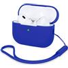 AOTUAO Compatibile con AirPods PRO 2 Custodia Case Cover, Case Protettiva Antiurto Antiscivolo in Silicone per AirPods PRO 2 Seconda Generazione 2022 Custodia con Silicone Lanyard, Blu