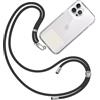 TBOC Cordino Catenella Laccio Strap Porta Cover [Nero] con Toppa di Fissaggio [Bianco Ice] per Telefono Cellulare da Collo - Tracolla Catenina con cordini Accessori Telefoni Universale Laccetti