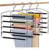 Housolution Grucce per Pantaloni 4 Pezzi, Grucce Appendiabiti 5 Livelli Rotabili 135° con Imbottitura Antiscivolo, Appendini per Pantaloni Jeans, Accessori Armadio, Sciarpe Cravatte Asciugamani, Nero